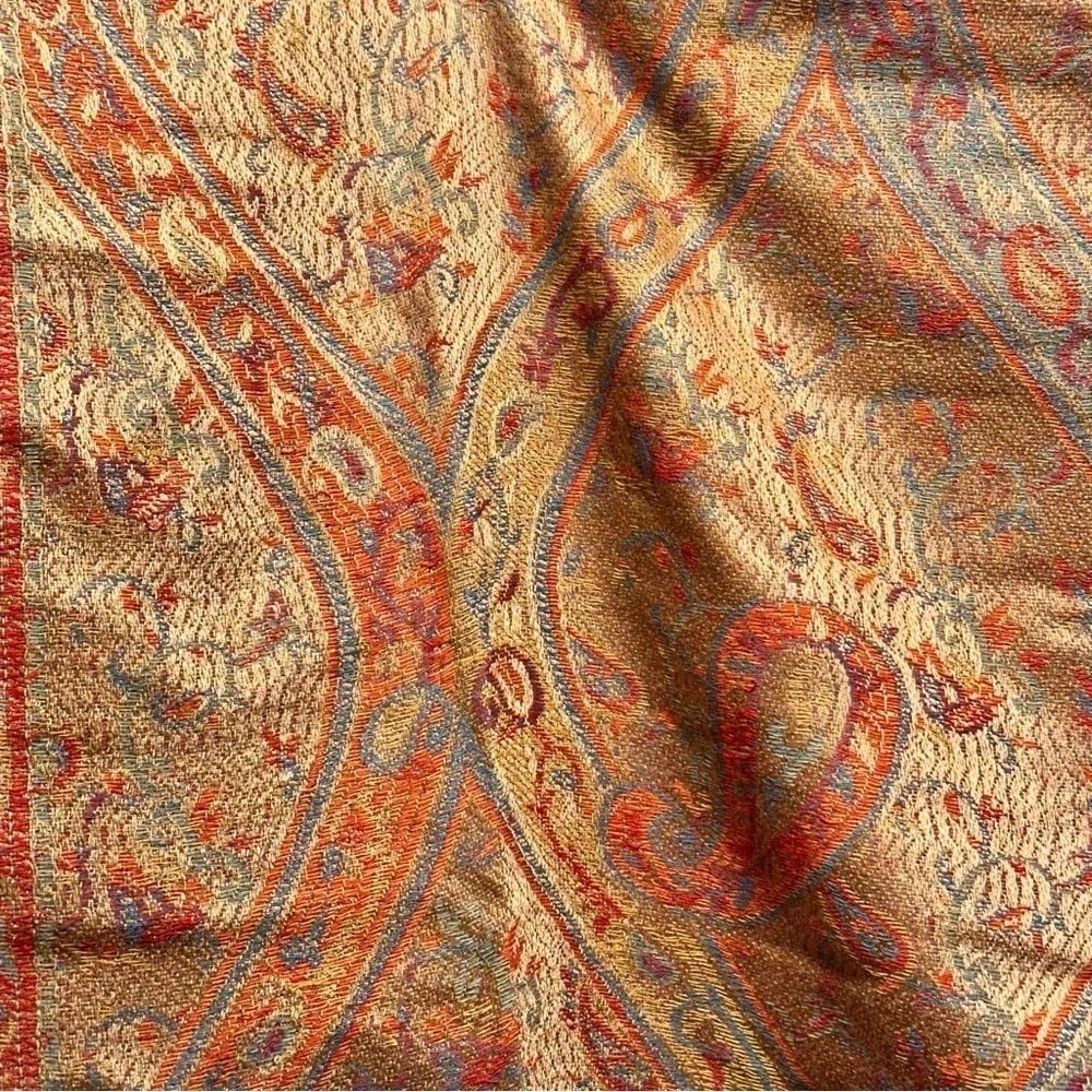 Elegant Shawl in Golden Paisley- Versatile Wrap, Stole, Scarf, Veil Soft Rayon